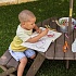 Детская садовая мебель: 4 скамьи, стол-пикник, зонт, цвет серо-синий  - миниатюра №5